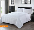 Embossed Microfibre Comforter Set – White, Queen, 3 Piece