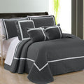 Embossed Microfibre Comforter Set – Charcoal, Queen, 6 Piece