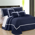 Embossed Microfibre Comforter Set – Navy, Queen, 6 Piece