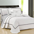 Embossed Microfibre Comforter Set – White, Queen, 6 Piece