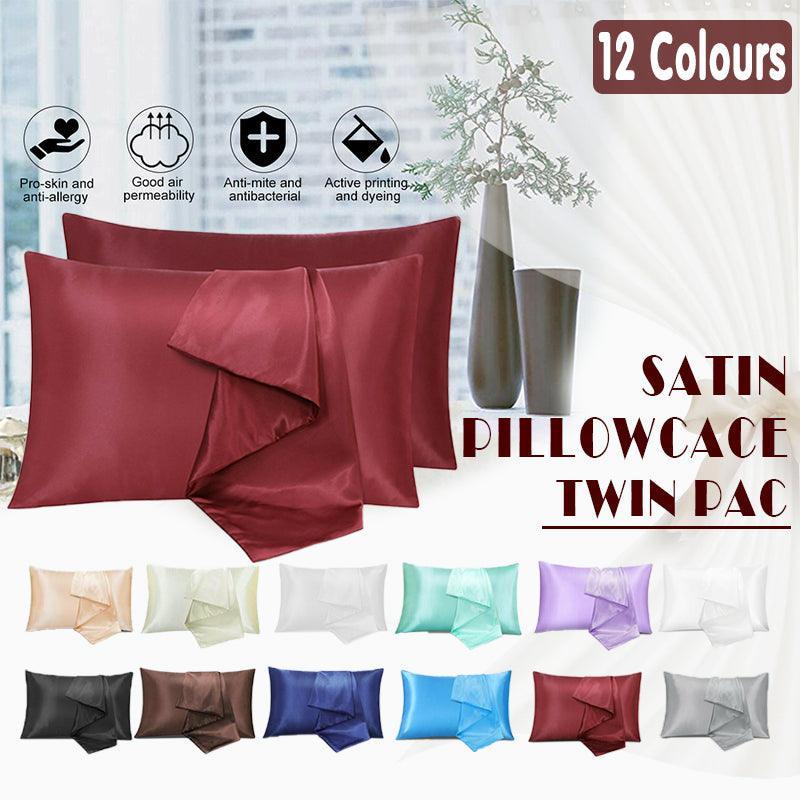 Polyester Satin Standard Pillowcase Pair – Light Blue