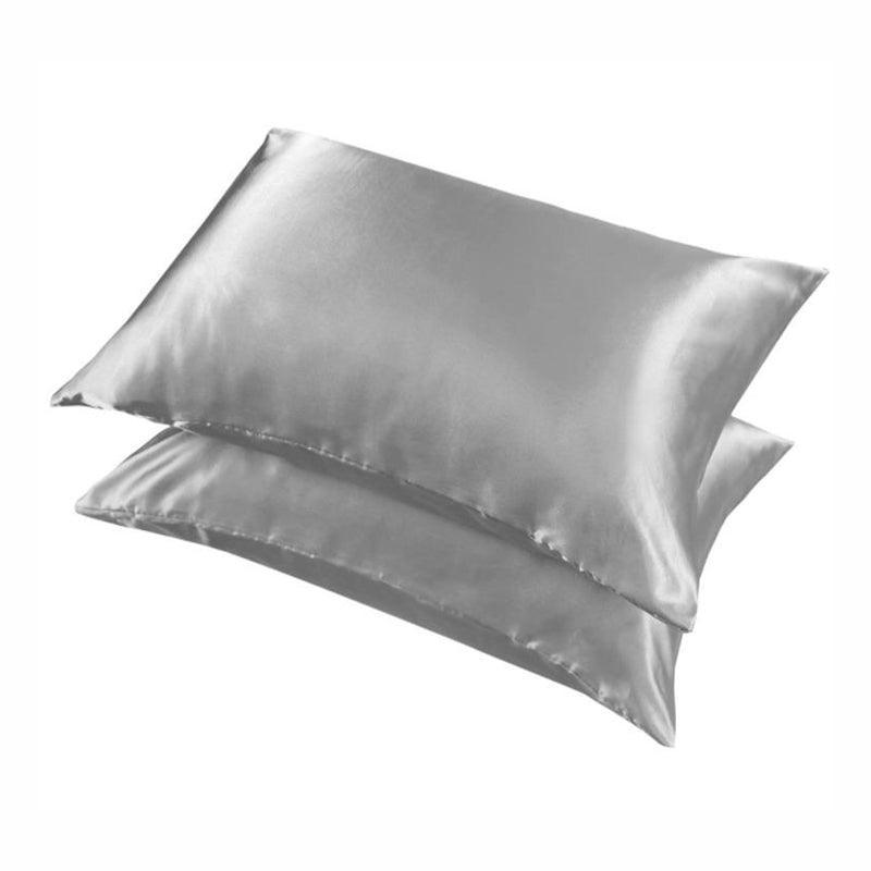 Polyester Satin Standard Pillowcase Pair – Silver