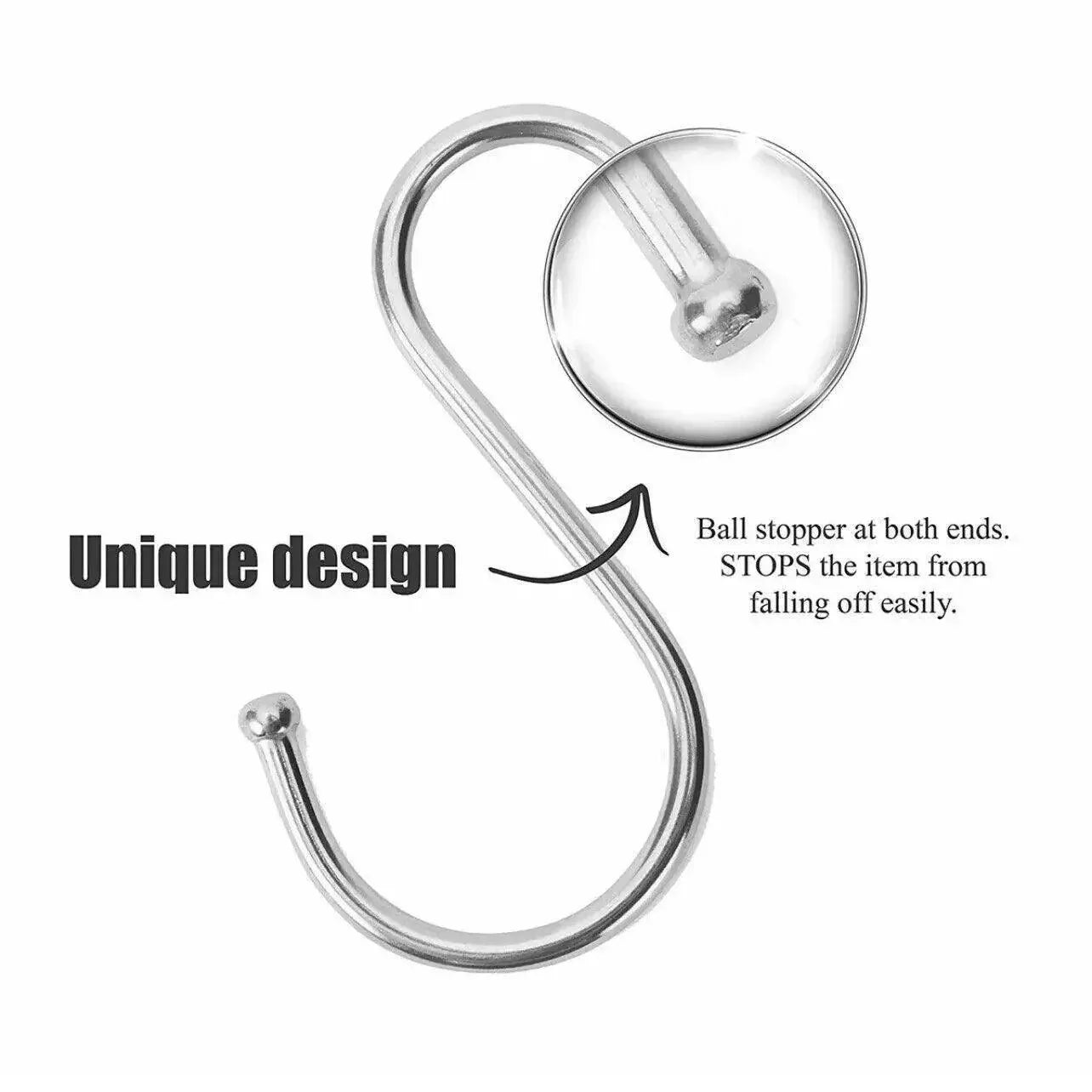 12cm Stainless Steel S Shape Hooks Kitchen Hanger Rack Clothes Hanging Plant Holders - 20PCS