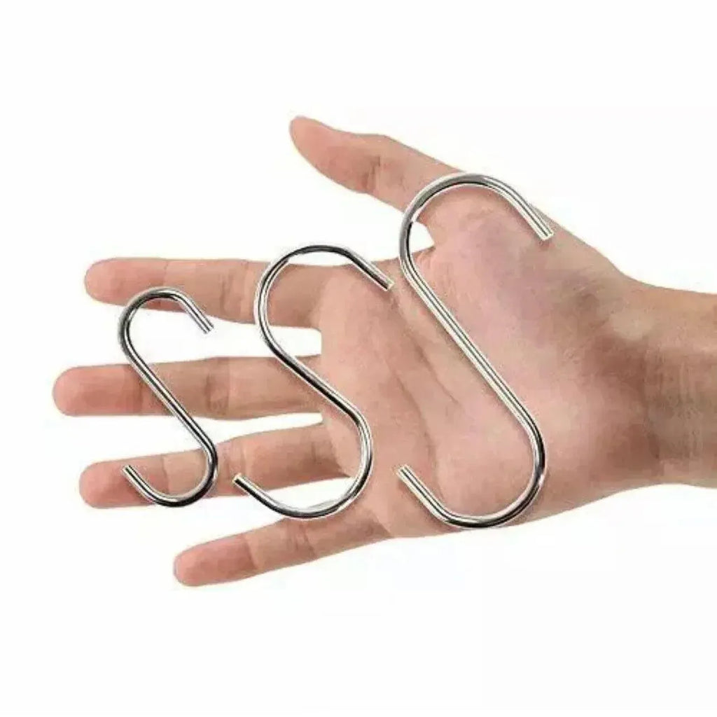 12cm Stainless Steel S Shape Hooks Kitchen Hanger Rack Clothes Hanging Plant Holders - 20PCS