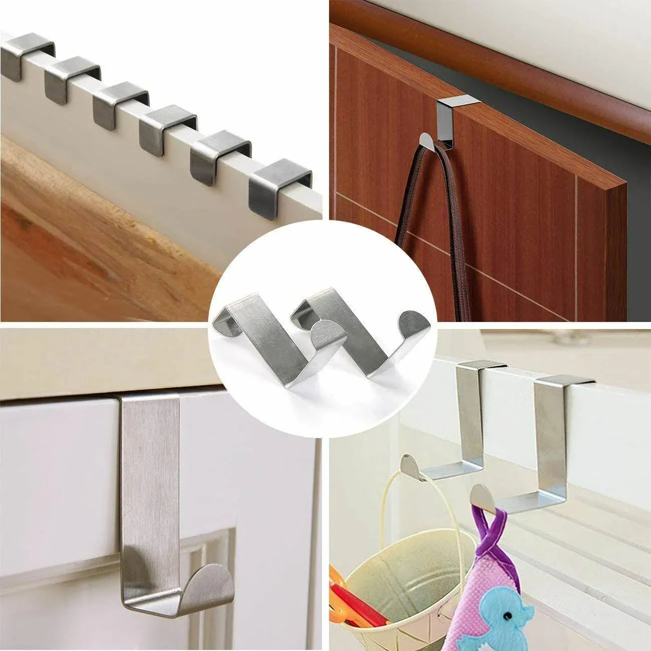 4X/6X Over Door Hooks Hanger Holder Stainless Steel Cabinet Organizer Clothes 4.5cm - 4 PCS