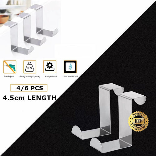 6-Piece Stainless-Steel Over-Door Hook Set