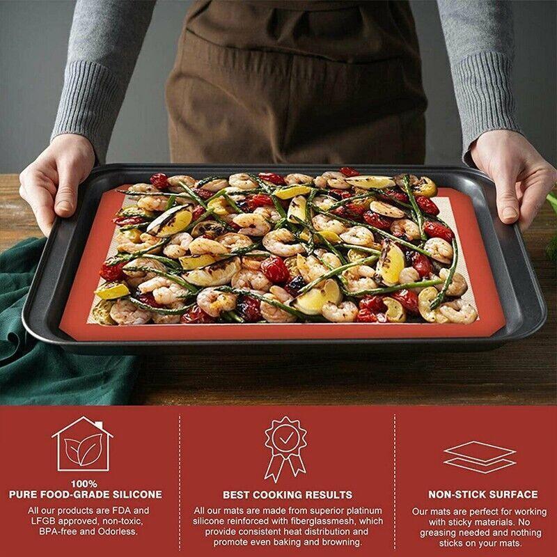 Silicone Baking Mat Non Stick Reusable Sheet for Pastry Dough Cookie Oven Bakeware - Grey 2PCS(2*60X40CM)