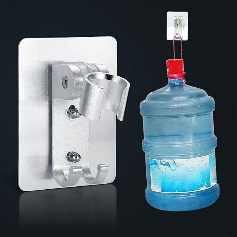 Adjustable Bracket Suction Shower Head Handset Holder Bathroom Wall Mount +Hooks