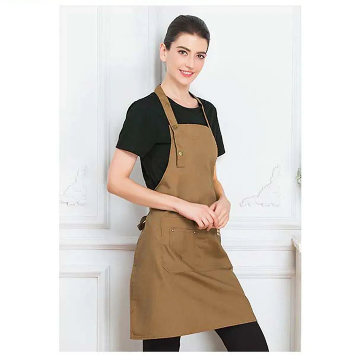 Adjustable Bib Apron – Brown