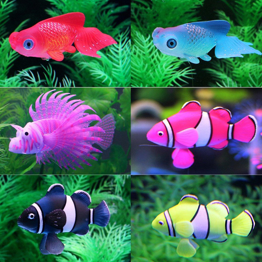 2PCS Artificial Betta Fish Aquarium Decorations Silicone Floating Moving Fish - Purple Lionfish