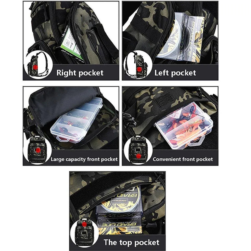 Fishing Tackle Backpack Storage Bag Shoulder Fishing Gear Bags Outdoor Backpack - Black