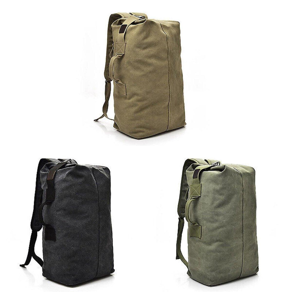 Large Capacity Travel Backpack for Men Outdoor Sports Bag Canvas Rucksack - Black-Big