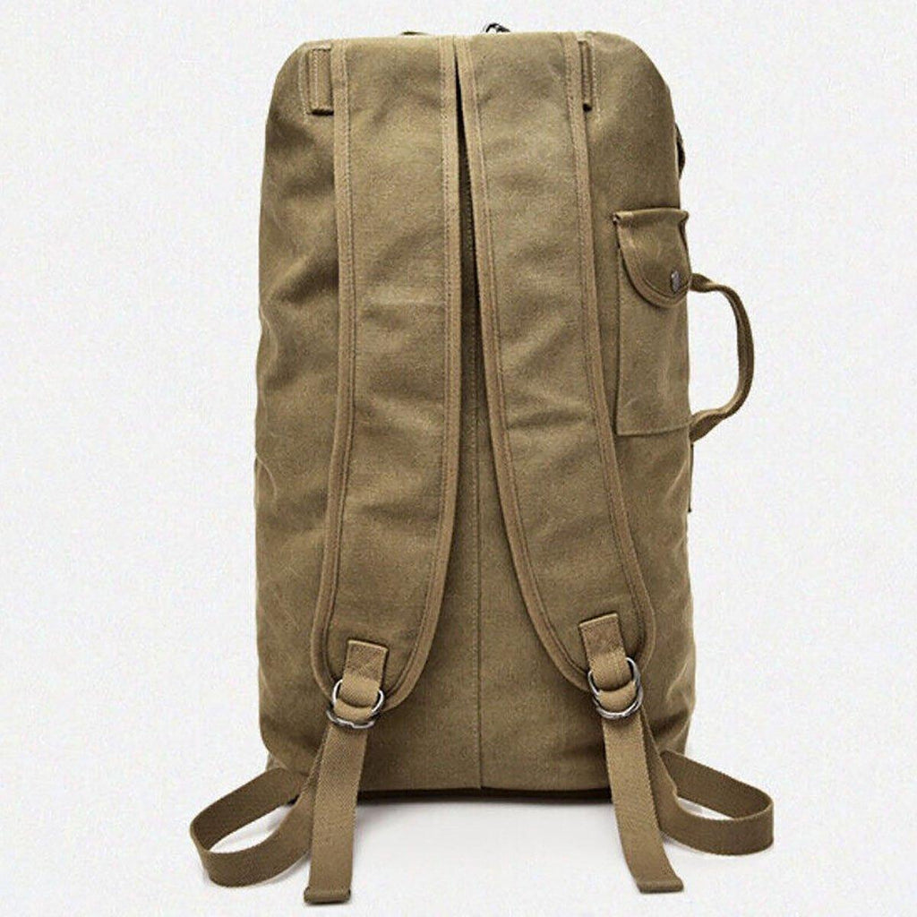 Large Capacity Travel Backpack for Men Outdoor Sports Bag Canvas Rucksack - Black-Big