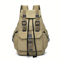 Unisex Retro Rucksack Large Capacity Travel Bag Leisure Backpack Schoolbag - Khaki