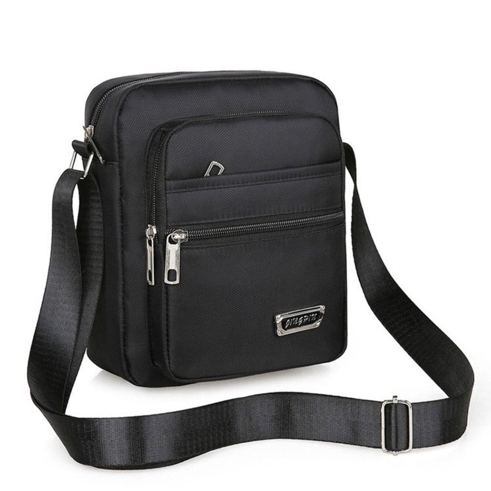 Mens Crossbody Shoulder Bag Travel Messenger Bag Casual Handbag for Boys and Men - Black-4 zippers