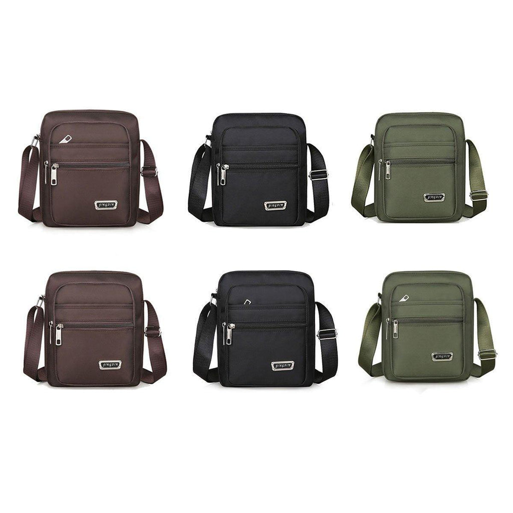 Mens Crossbody Shoulder Bag Travel Messenger Bag Casual Handbag for Boys and Men - Brown-4 zippers