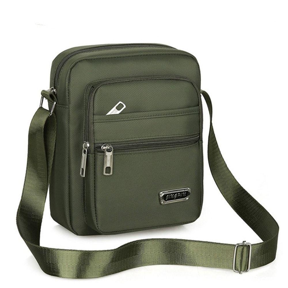Mens Crossbody Shoulder Bag Travel Messenger Bag Casual Handbag for Boys and Men - Brown-4 zippers