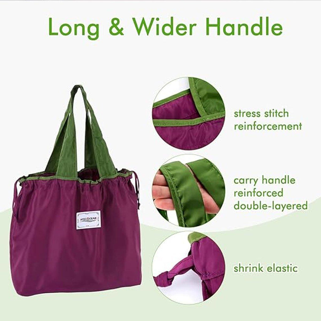 Ultra-Light Foldable Large Capacity Portable Shopping Bag with Drawstring Mouth - Ginger - S