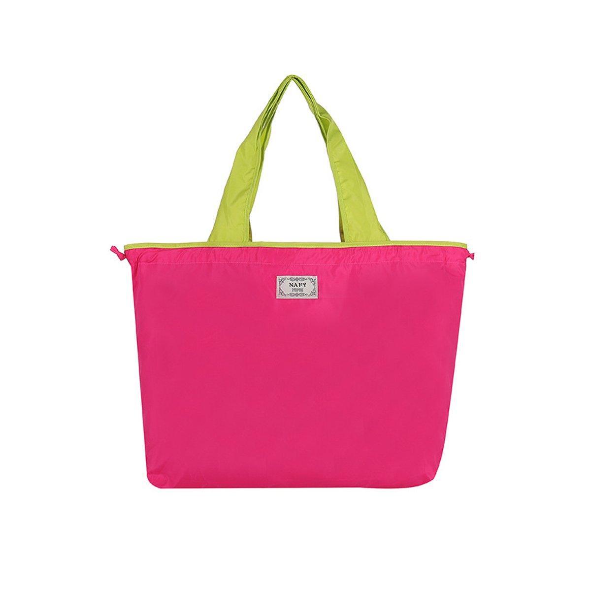 Ultra-Light Foldable Large Capacity Portable Shopping Bag with Drawstring Mouth - Ginger - S