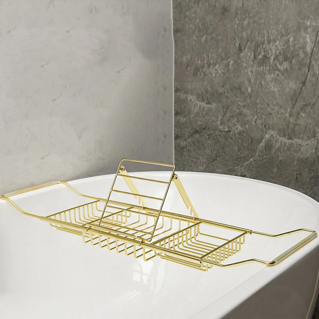 Bathtub Rack Bathroom Storage Shelf Telescopic Adjustable Organiser Tray Home - Silver