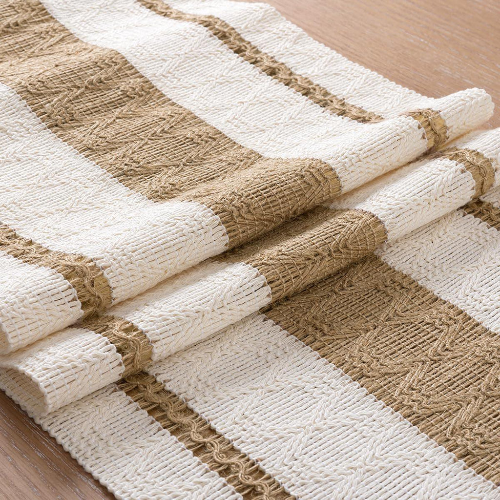 Cotton-Linen Tassel Table Runner – Beige
