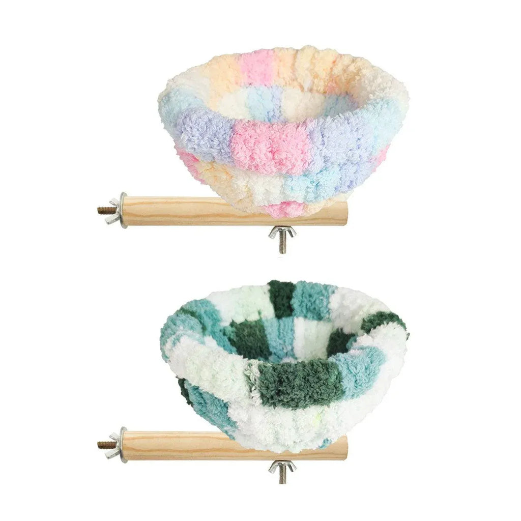 Parrot Winter Warm Nest Fluffy Cotton Hanging Bed Colourful Bird Cage House - Pink