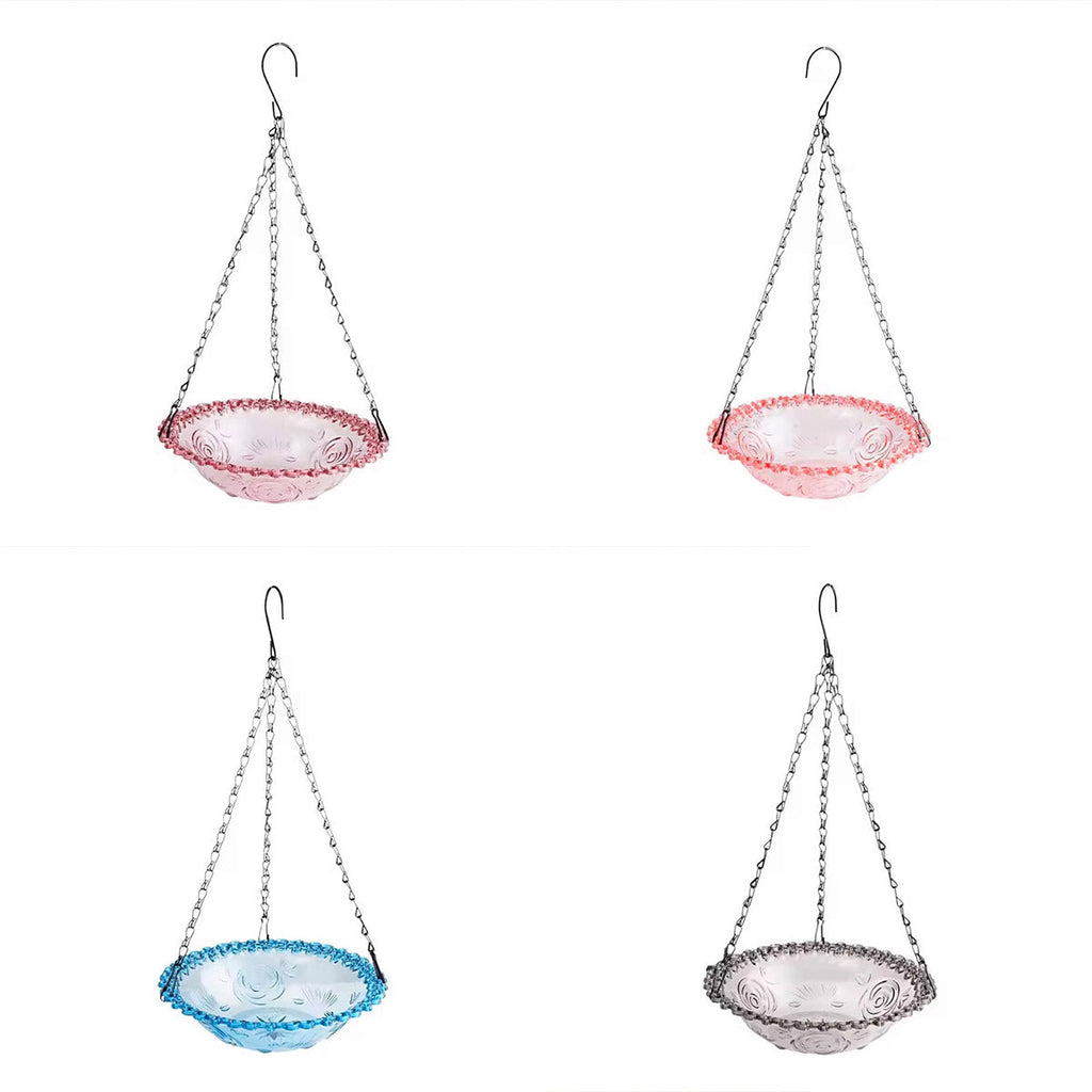 Balcony Bird Feeder Hanging Rail Mount Outdoor Suspended Feeding Station Garden - Purple