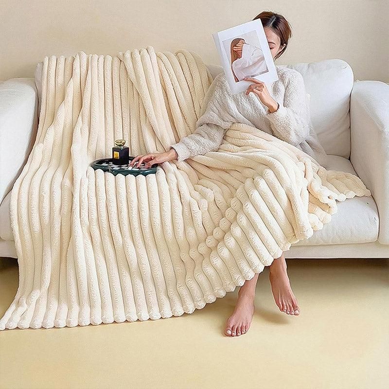 Plush Blanket Leisure Blanket Autumn Winter Warm Nap Throw Soft Cozy - Grey-100x150cm