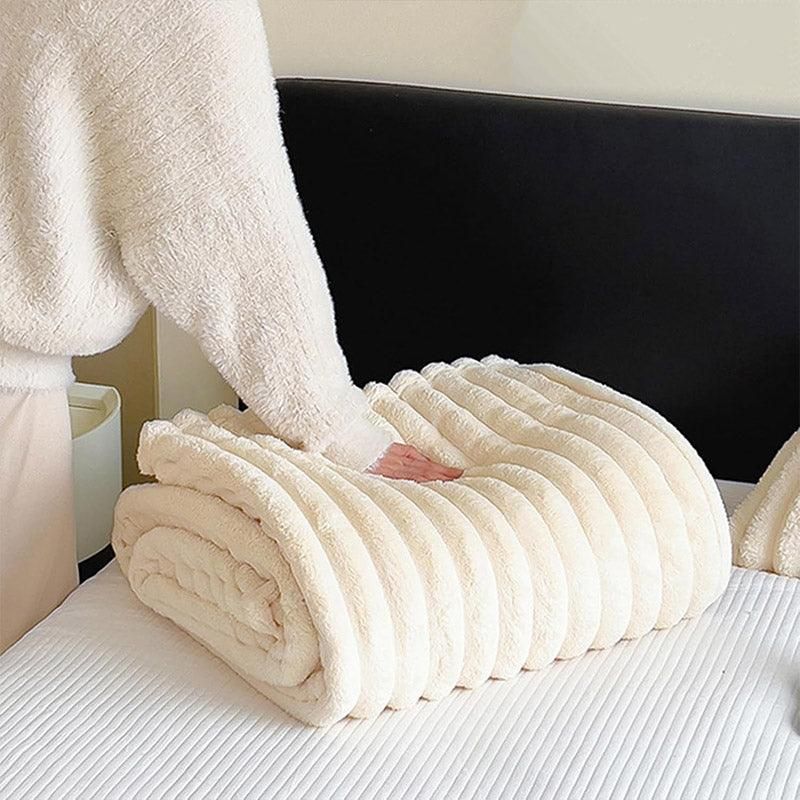 Plush Blanket Leisure Blanket Autumn Winter Warm Nap Throw Soft Cozy - Grey-100x150cm