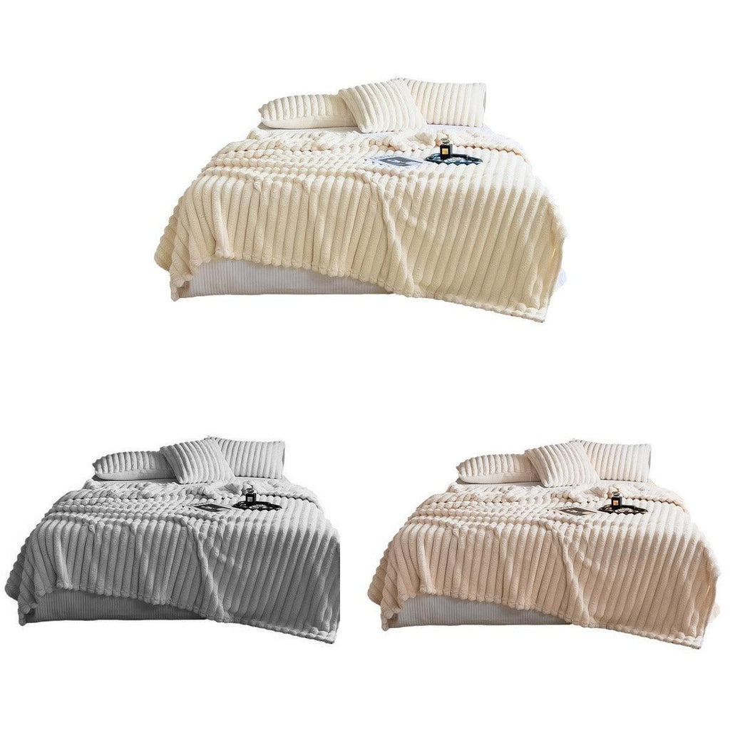 Plush Blanket Leisure Blanket Autumn Winter Warm Nap Throw Soft Cozy - Khaki-150x200cm