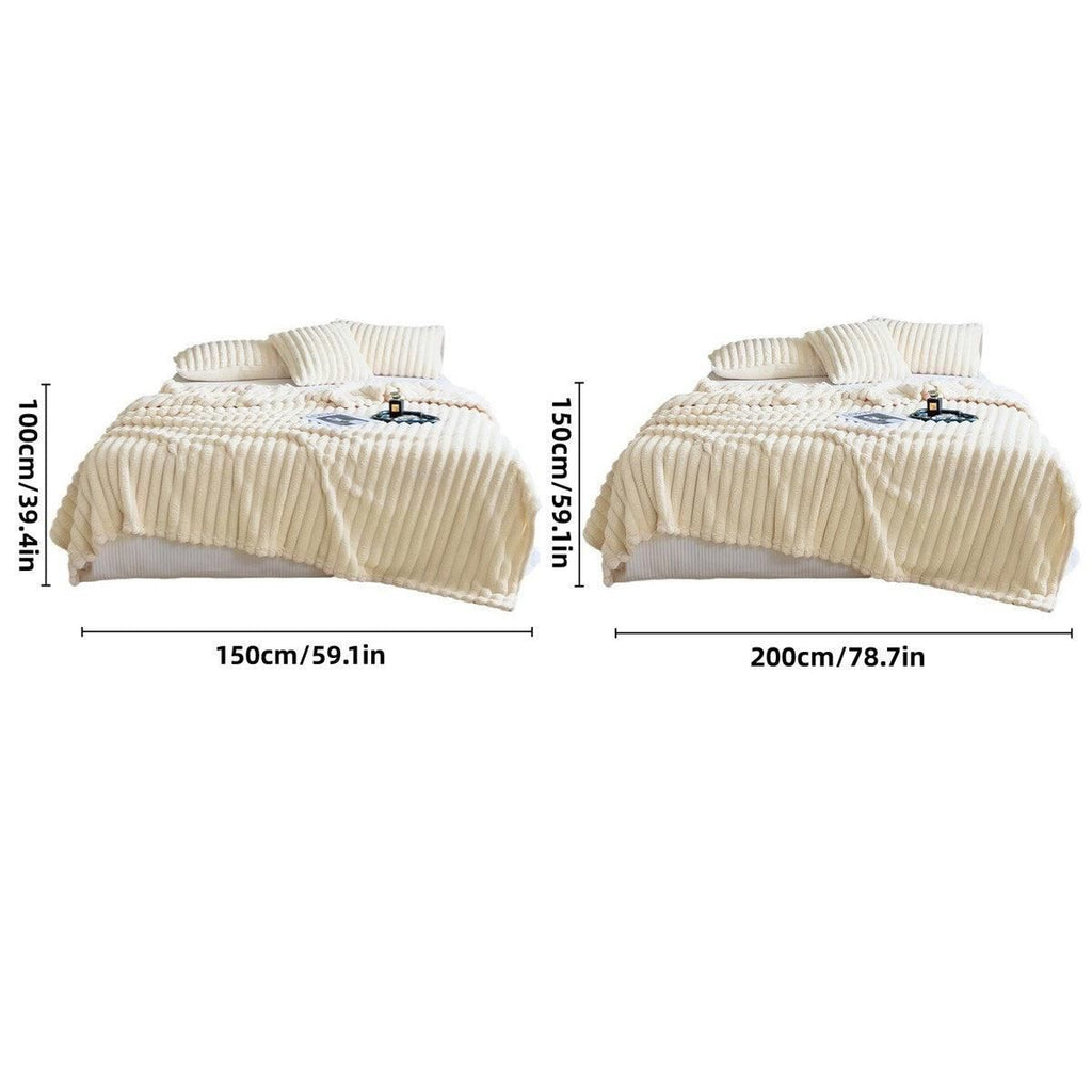 Plush Blanket Leisure Blanket Autumn Winter Warm Nap Throw Soft Cozy - White-100x150cm