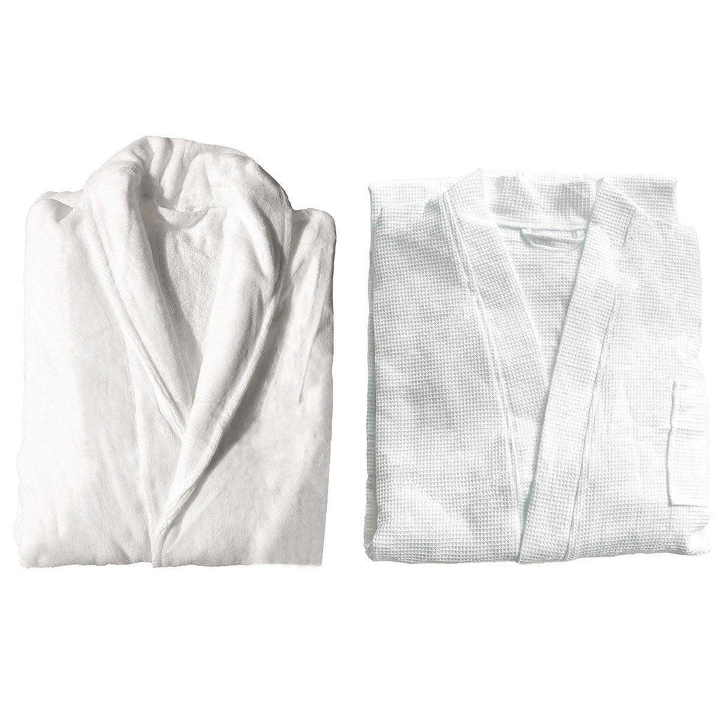 Cotton Kimono Collar Bathrobe Hotel Quality Thick Fleece Towel Embroidered Robe - Velvet