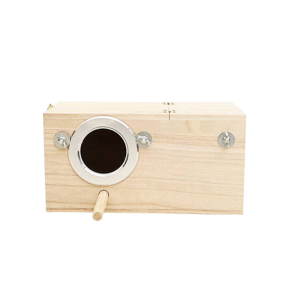 Wooden Nest Bird Breeding Box Parakeet Parrot Cockatiel Cage Nesting House S M L - S-19.5*12*12cm