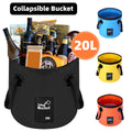 20L Portable Folding Bucket Water Container Camping Hiking Fishing Water Storage - Black