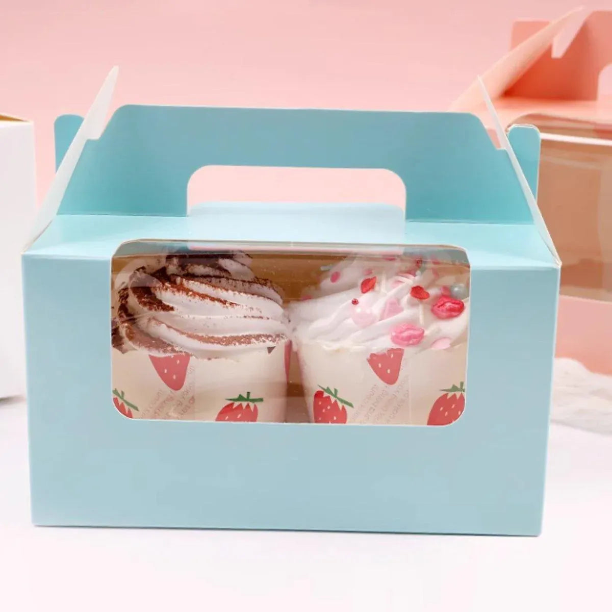 25-Pack 4-Cup Cupcake Boxes – Pink