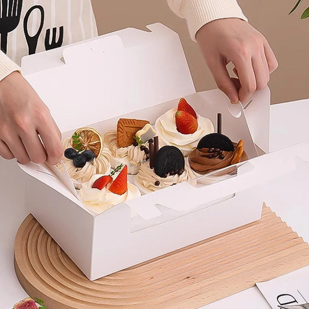 25-Pack 6-Cup Cupcake Boxes – White