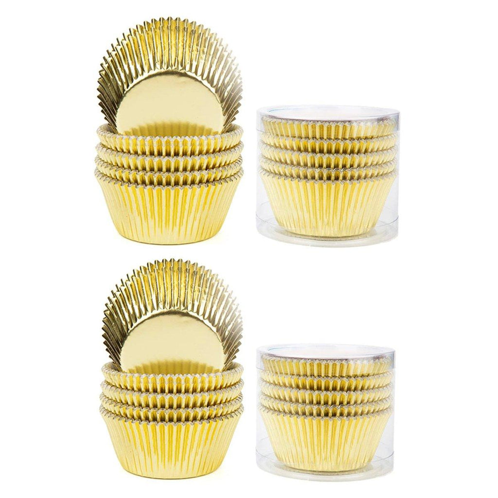 200 Pcs Colored Baking Paper Cupcake Trays Muffin Liners for Party Baking - Gold