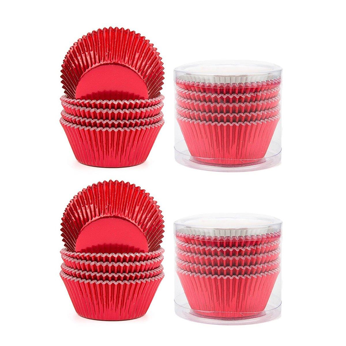 200 Pcs Colored Baking Paper Cupcake Trays Muffin Liners for Party Baking - Pink