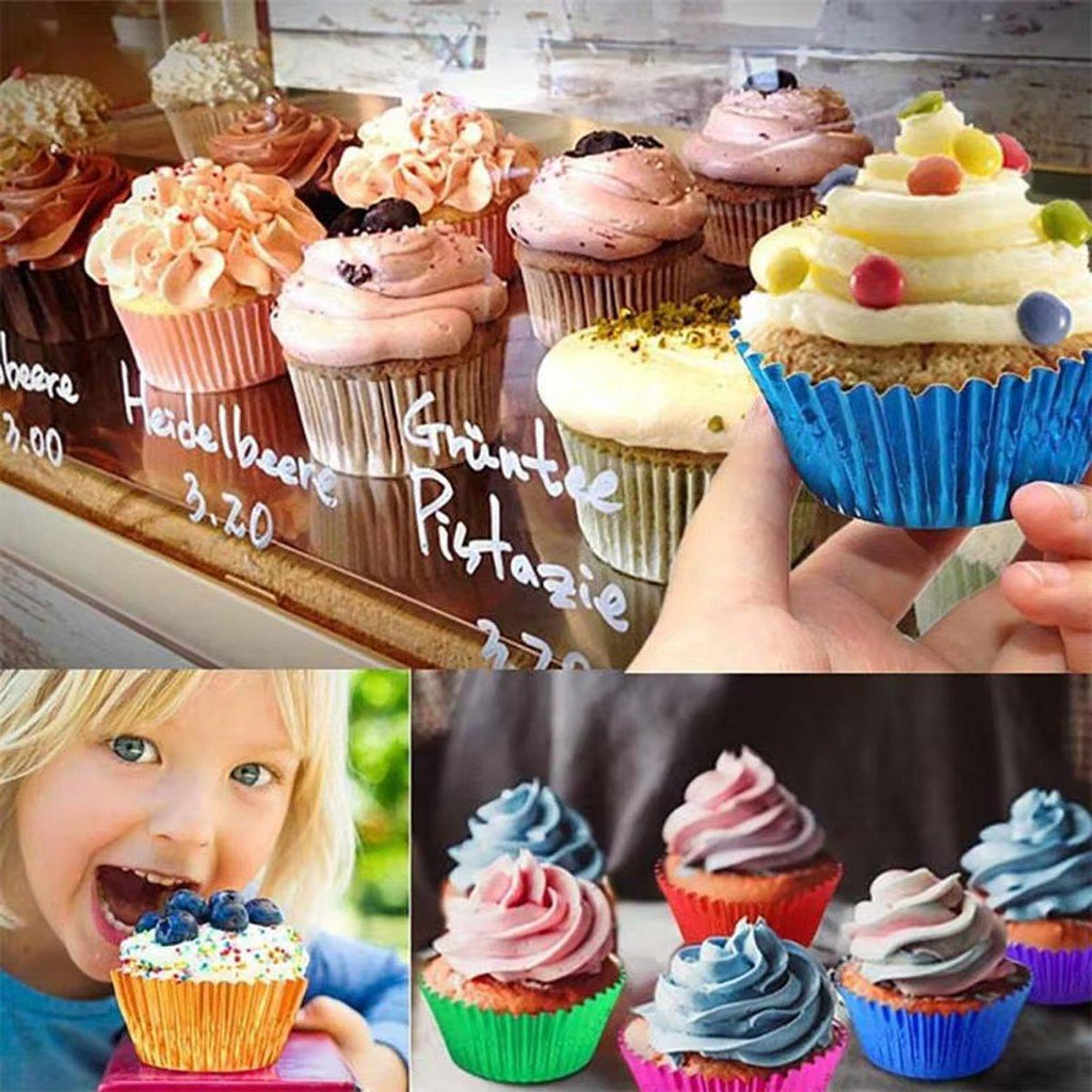 200 Pcs Colored Baking Paper Cupcake Trays Muffin Liners for Party Baking - Red