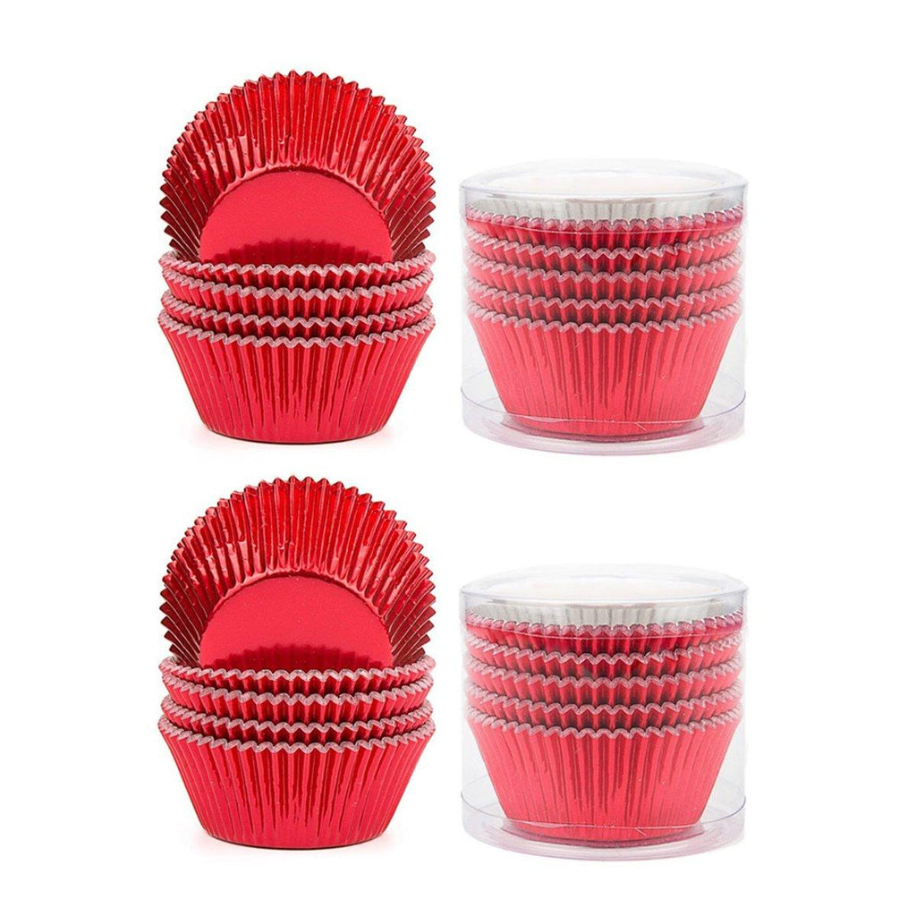 200 Pcs Colored Baking Paper Cupcake Trays Muffin Liners for Party Baking - Red