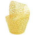 25pcs Laser Cut Cupcake Wrappers Wedding Party Baking Decorations in 8 Colours - Yellow