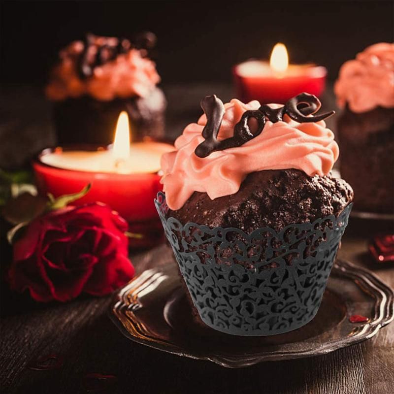 25pcs Laser Cut Cupcake Wrappers Wedding Party Baking Decorations in 8 Colours - Light Purple
