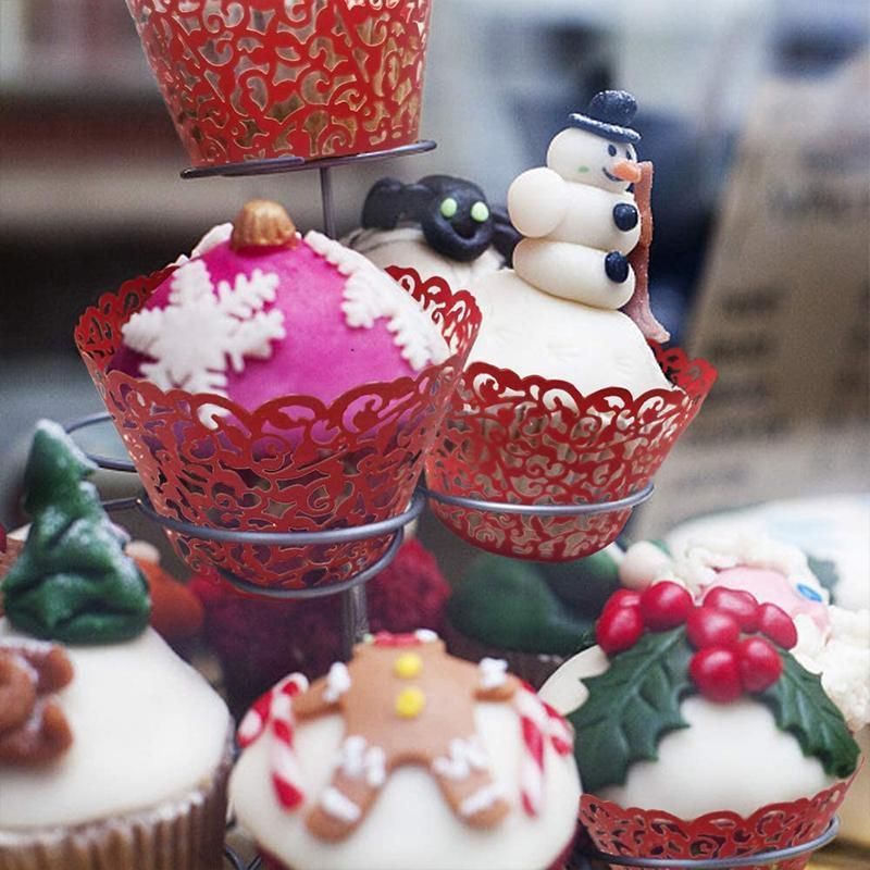 25pcs Laser Cut Cupcake Wrappers Wedding Party Baking Decorations in 8 Colours - Light Purple