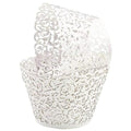 25pcs Laser Cut Cupcake Wrappers Wedding Party Baking Decorations in 8 Colours - White