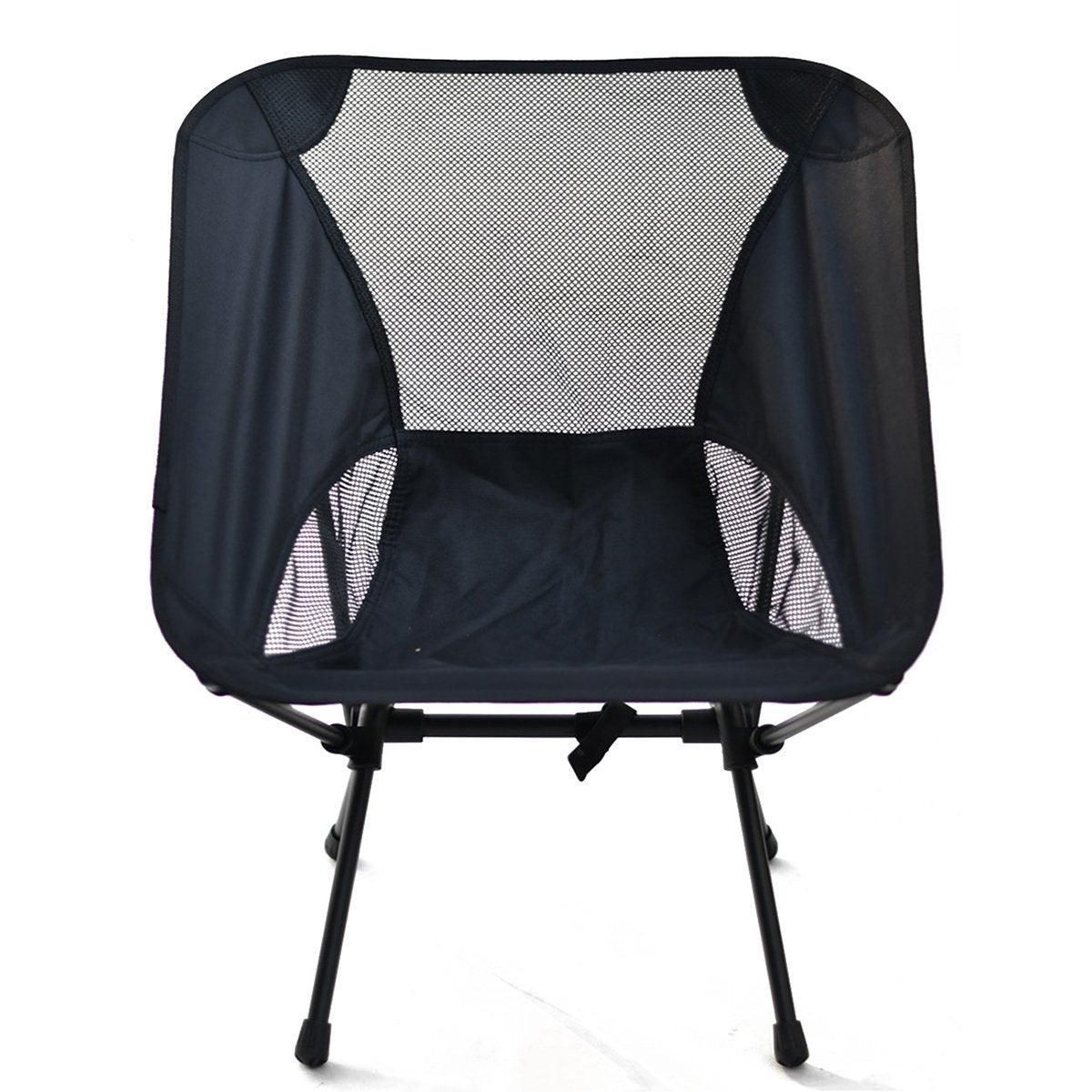 Outdoor Portable Lightweight Folding Camping Chair High Back Fishing Chair - Black