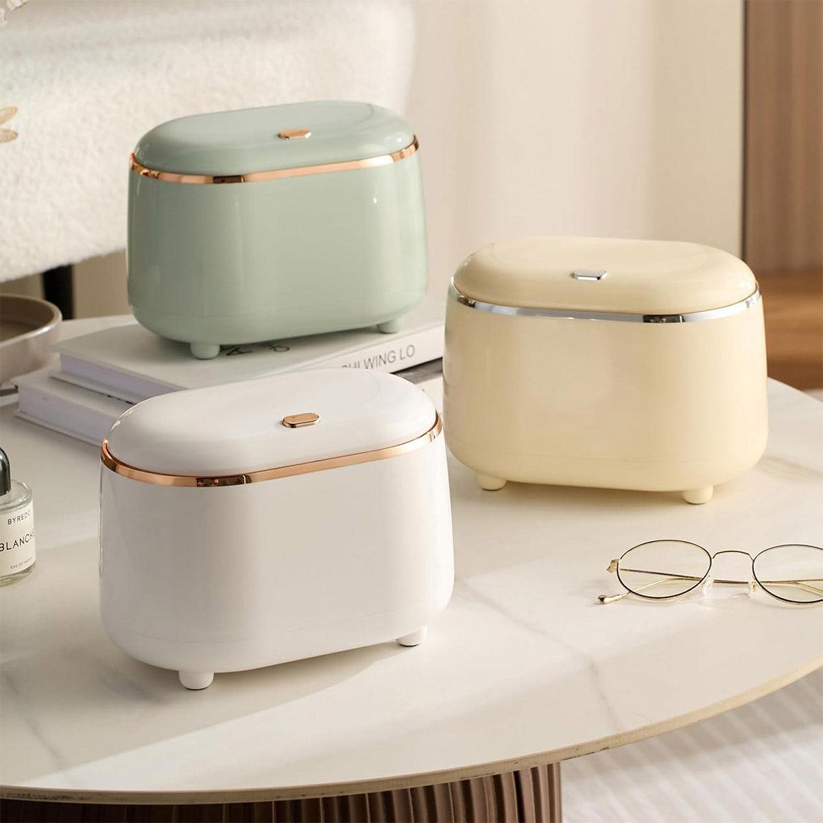 Oval Pop-Up Desktop Bin – Beige