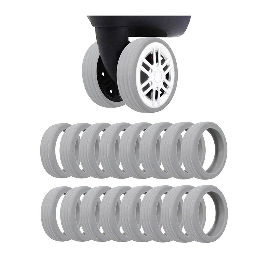 16PCS Silicone Luggage Wheels Cover Caster Shoes Wheel Protector for Luggage - Black