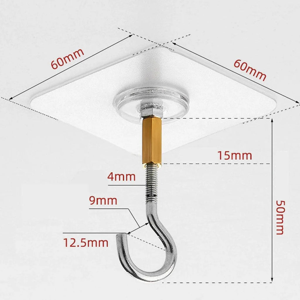 12 PCS Heavy Duty Self Adhesive Hooks Stainless Steel Ceiling Hooks for Home - Open