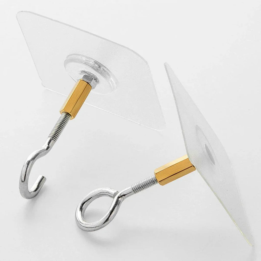 12 PCS Heavy Duty Self Adhesive Hooks Stainless Steel Ceiling Hooks for Home - Open
