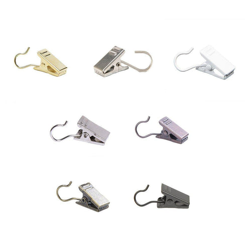 50-Piece Stainless-Steel Curtain Clip Hook Set – Silver